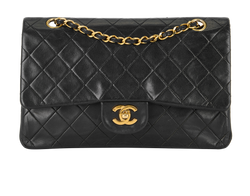Medium Classic Double Flap, Lambskin, Black, 1408363 (1989-91), B, 2*